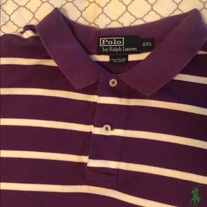 Purple and White Striped Polo by Ralph Lauren